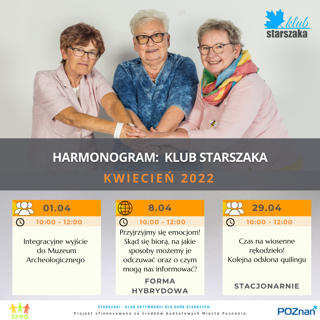 Harmonogram klubu Starszaka na kwiecień 2022